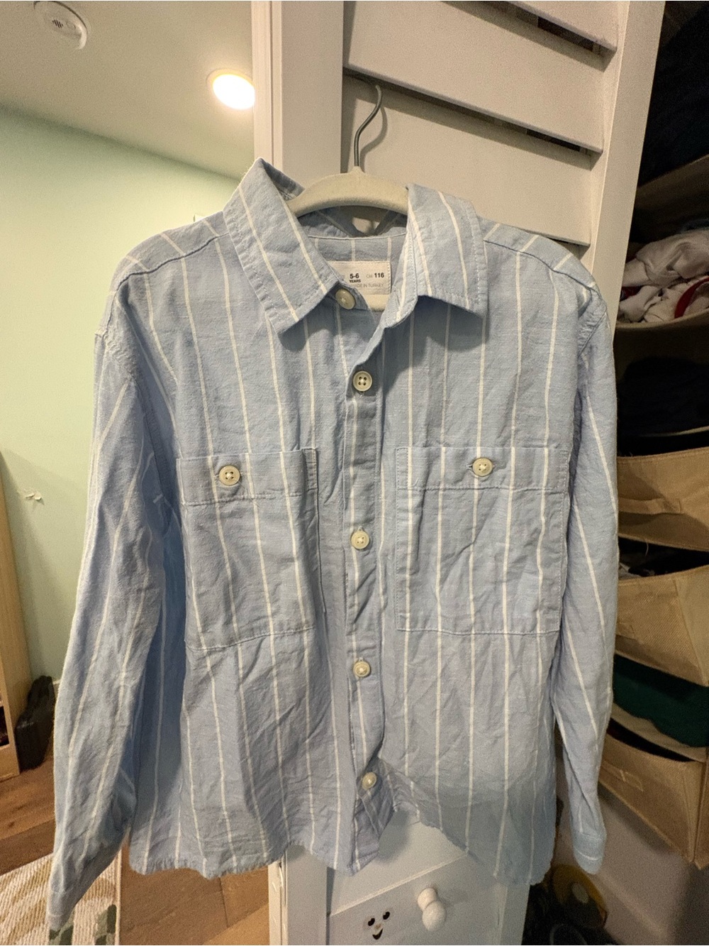 Zara Light Blue & White Striped kids Shirt